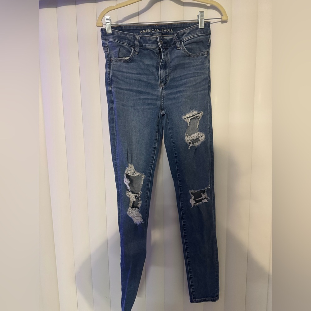 American Eagle Outfitters Ripped Blue Skinny Jeans